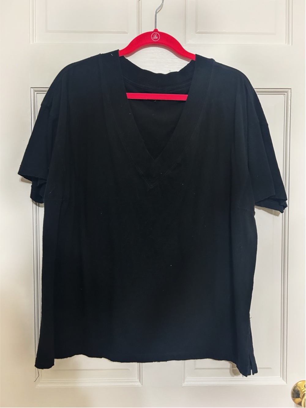 aerie Black V-Neck Short Sleeve Tee - Classic Solid